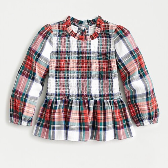 Crewcuts Ruffle Peplum Top in Snowy Stewart Tartan - Picture 2 of 9